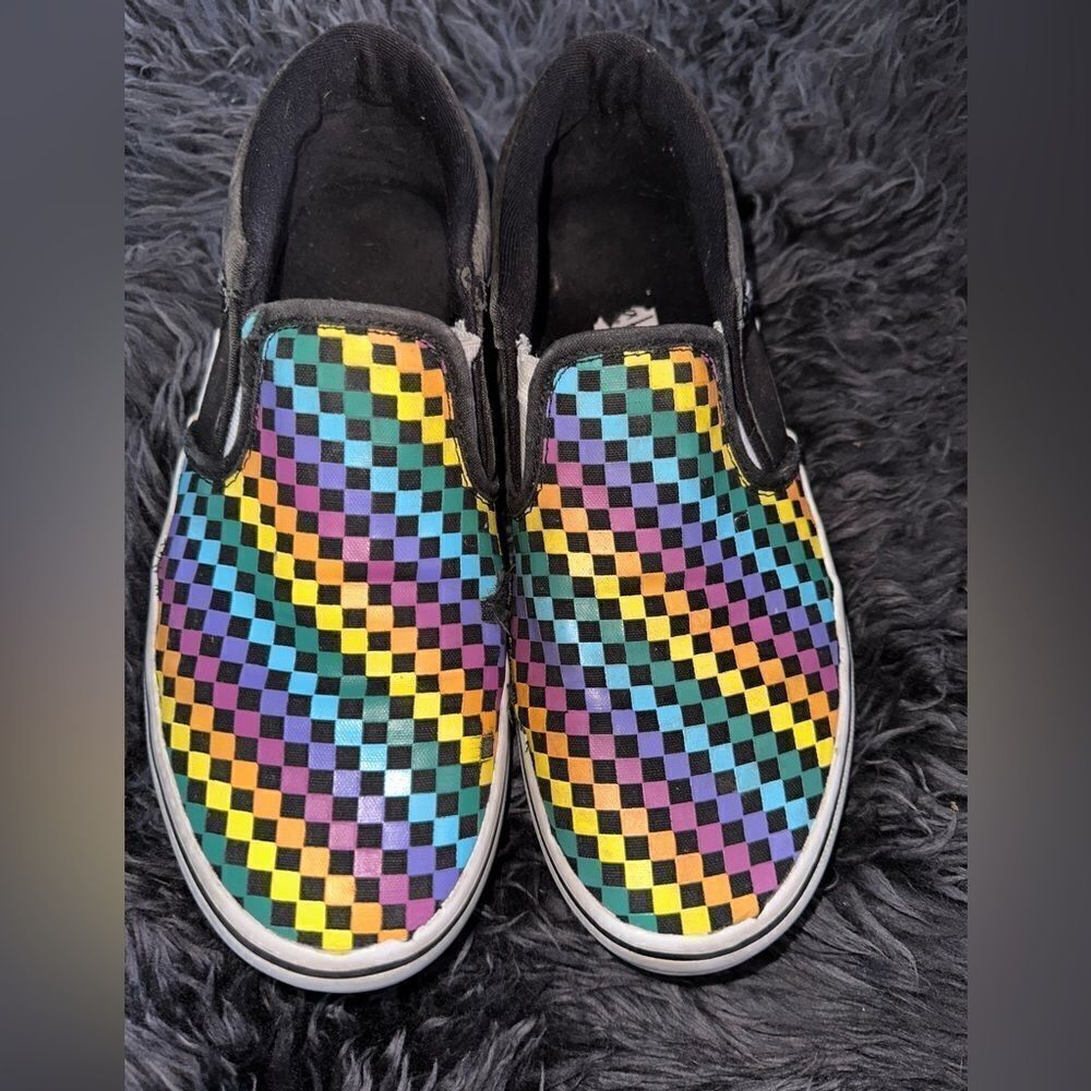 Vans Asher Mini Check Slide Ons sz 6